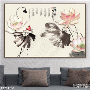 Tranh sen màu nước Tranh sen màu nước