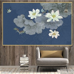 Tranh in màu hoa sen trắng Tranh in màu hoa sen trắng