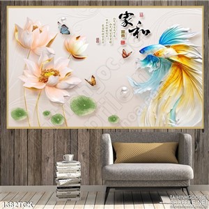 Tranh ngọc 3D cá sim betta và sen Tranh ngọc 3D cá sim betta và sen