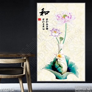 Tranh hoa sen trong bình ngọc Tranh hoa sen trong bình ngọc