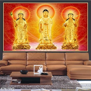 Tranh Phật Tổ Và Quan Âm bằng vàng đẹp