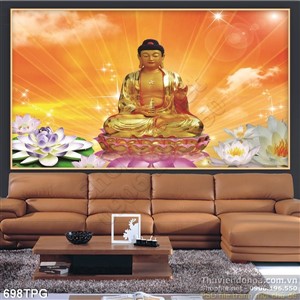 Tranh Phật Tổ trên đài sen