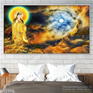 Tranh Phật Quan Âm dán tường đẹp