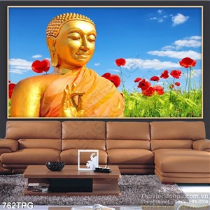 Tranh Phật dán tường in 3D