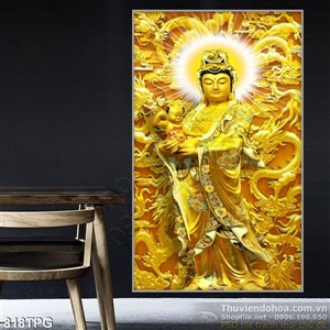 Tranh Phật điêu khắc mạ vàng