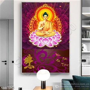 Tranh phật Tổ và hoa sen