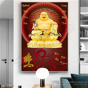 Tranh Tượng Phật Di Lặc bằng vàng