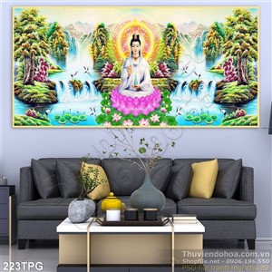 Tranh phật Quan Âm và thác