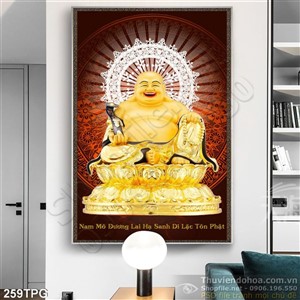 Tranh tượng Phật Di Lặc bằng vàng