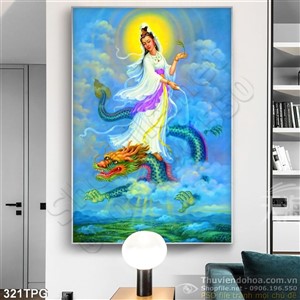 Tranh phật Quan Âm Bồ Tát trên biển