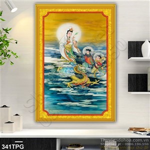 Tranh phật Quan Âm Bồ Tát trên biển