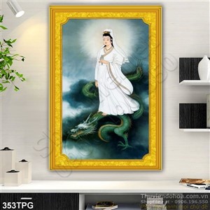 Tranh phật giáo Quan Âm trên sóng