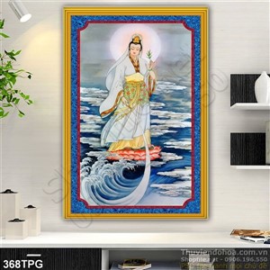 Tranh phật Quan Âm lướt sóng