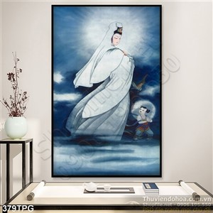 Tranh phật Quan Âm và tiểu đồng