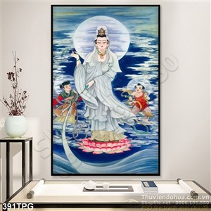 Tranh phật Quan Âm Bò Tát trên biển