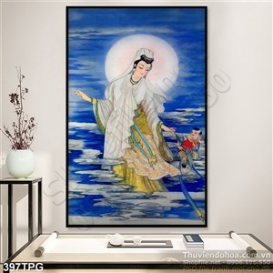 Tranh phật Quan Âm Bồ Tát trên biển