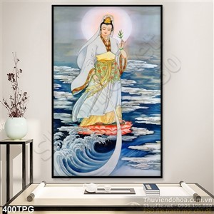 Tranh phật Quan Âm lướt sóng