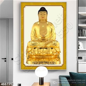 Tranh Tượng Phật tổ bằng vàng