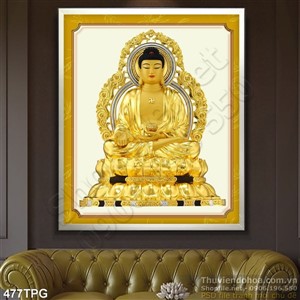 Tranh Phật Tổ bằng vàng