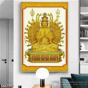 Tranh Phật bà nghìn tay bằng vàng