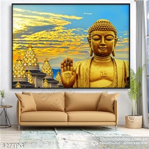 Tranh Phật Tổ bằng vàng