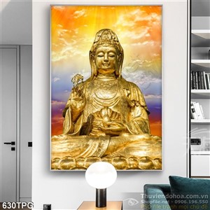 Tranh Phật A Di Đà Quan Âm