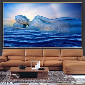 Tranh Phật nằm với biển