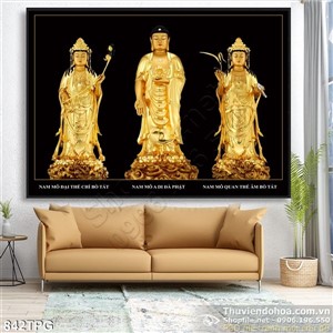 Tranh Phật Tổ và Bồ Tác bằng vàng đẹp