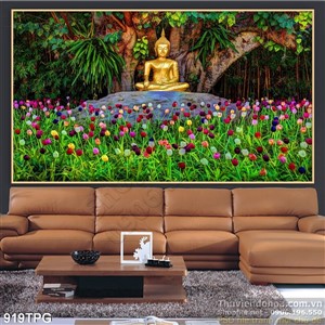 Tranh trang trí tượng Phật dưới cây Bồ Đề