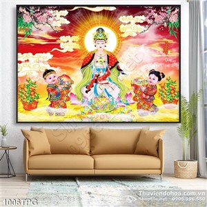 Tranh Phật Bà Quan Âm ngồi