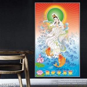 Tranh Phật Quan Âm và Cá Chép