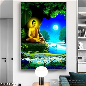 Tranh Phật Thích Ca Mâu Ni  dưới cây Bồ Đề