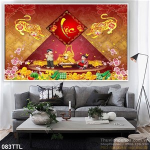 Tranh Tài Lộc, tranh Tết con Hổ treo tường đẹp