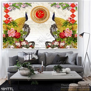 Tranh Tài Lộc, tranh Tết chim công trang trí