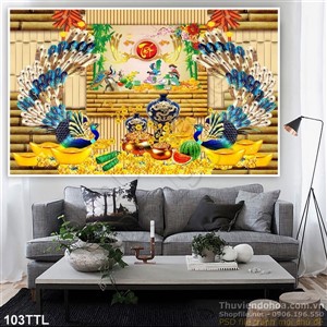 Tranh Tài Lộc, tranh Tết đôi chim Công