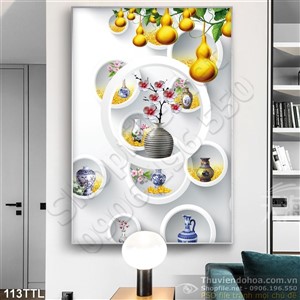 Tranh Tài Lộc, tranh Tết bình hoa cổ trang trí