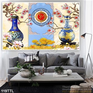 Tranh Tài Lộc, tranh Tết bình hoa phong thủy đẹp