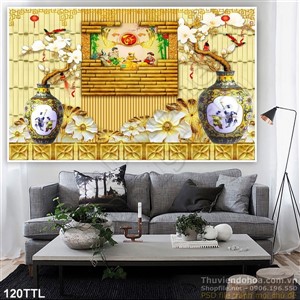 Tranh Tài Lộc, tranh Tết bình hoa cổ vàng