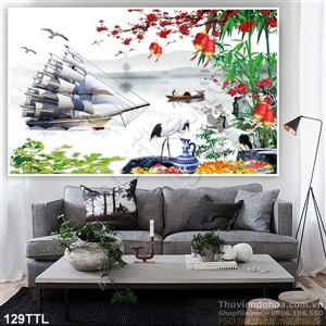 Tranh Tài Lộc, tranh Tết thư pháp thuận buồm