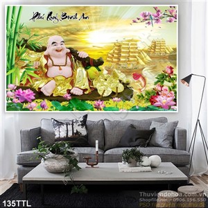 Tranh in 3D Phật Di Lặc phong thủy đẹp