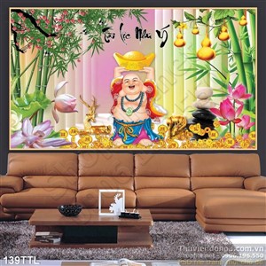 Tranh psd phong thủy Phật Di Lặc đẹp