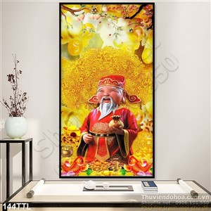 Tranh in uv khổ dọc thần tài trang trí Tết