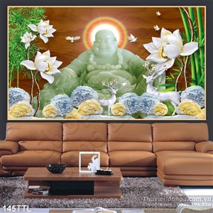 Tranh in 3D Phật Di Lặc giả ngọc đẹp nhất