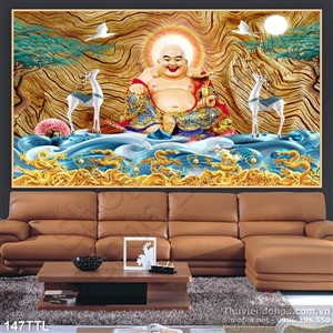 Tranh phong thủy Phật Di Lặc điêu khắc độc đáo