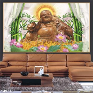 Tranh in uv tượng Phật Di Lặc điêu khắc