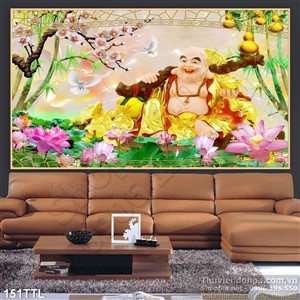 Tranh in uv Phật Di Lặc trang trí Tết