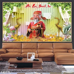 Tranh psd thần tài trang trí Tết