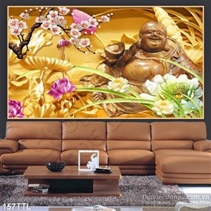 Tranh 3D điêu khắc tượng Phật Di Lặc