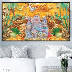 Tranh in uv Phật Di Lặc điêu khắc psd