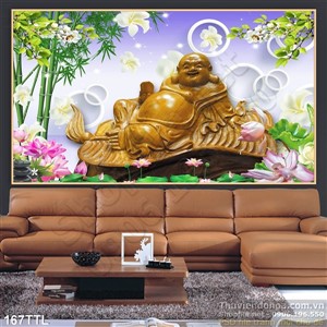 Tranh psd Phật Di Lặc trang trí Tết